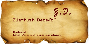 Zierhuth Dezső névjegykártya